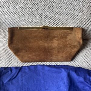 Khaite Aimee Carmel suede clutch